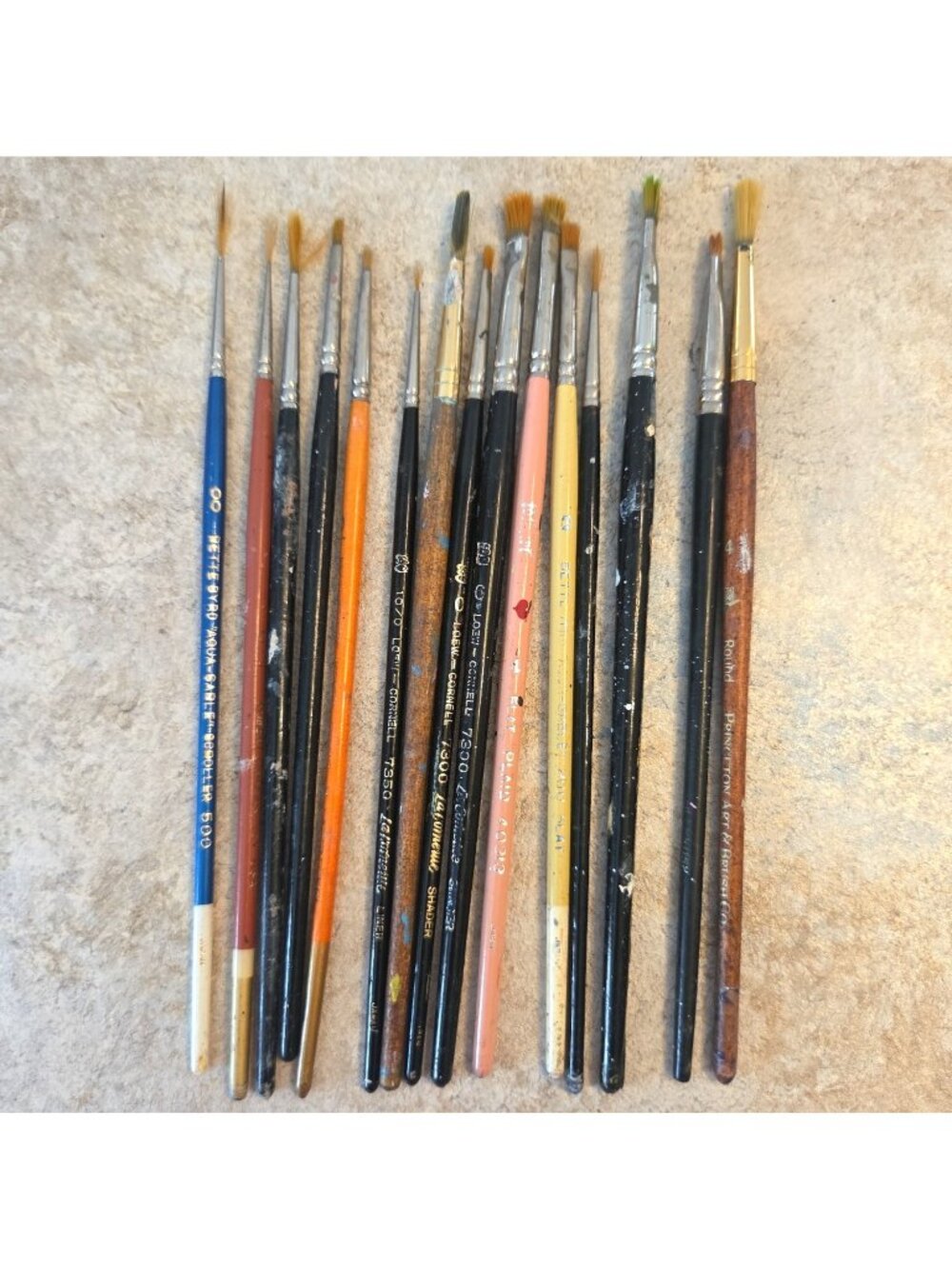 Lot of 15 Used Paint Brushes Small and Detail Name Brands Sable
